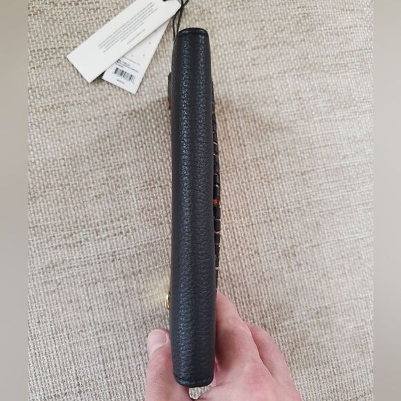 Aimee Kestenberg 'Spello' Leather Whipstitch Wristlet Wallet in Black/Leopard - Picture 9 of 14